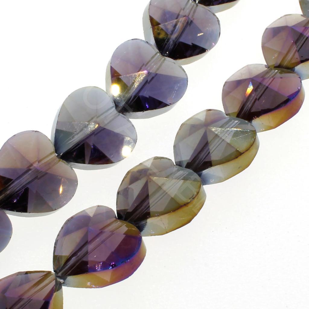Crystal Heart Beads 10mm 25pcs - Purple Haze