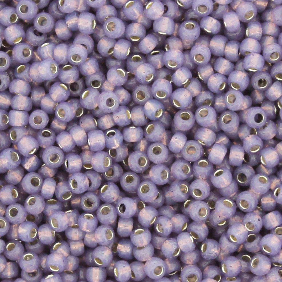 Toho Size 11 Seed Beads 10g - Silver Line Milky Lavender