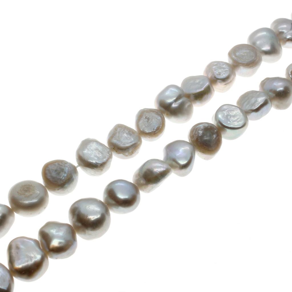 Freshwater Pearls 11-12mm Flat Oval Silver - 14" String