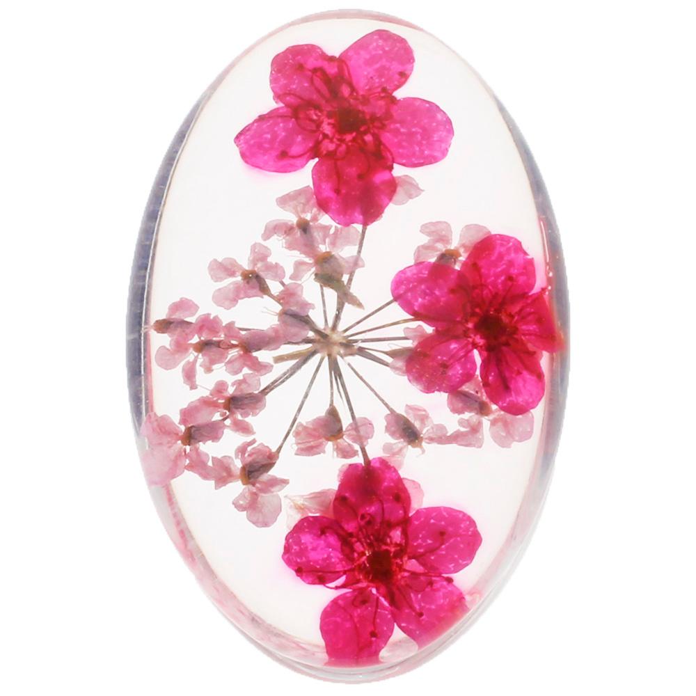 Everbloom Cabochon Oval 30x20mm - Pink Flowers
