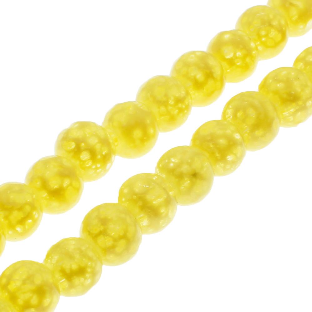 Speckled Glass Beads 6mm Round - Yellow