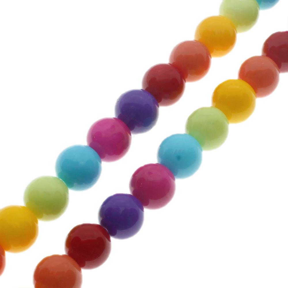 Mixed Glass Pearl 8mm Round Beads - Rainbow Mix