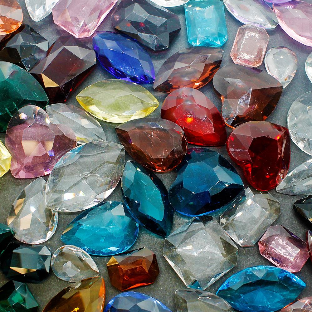 Mixed Faceted Glass Stones Grade B 50pcs