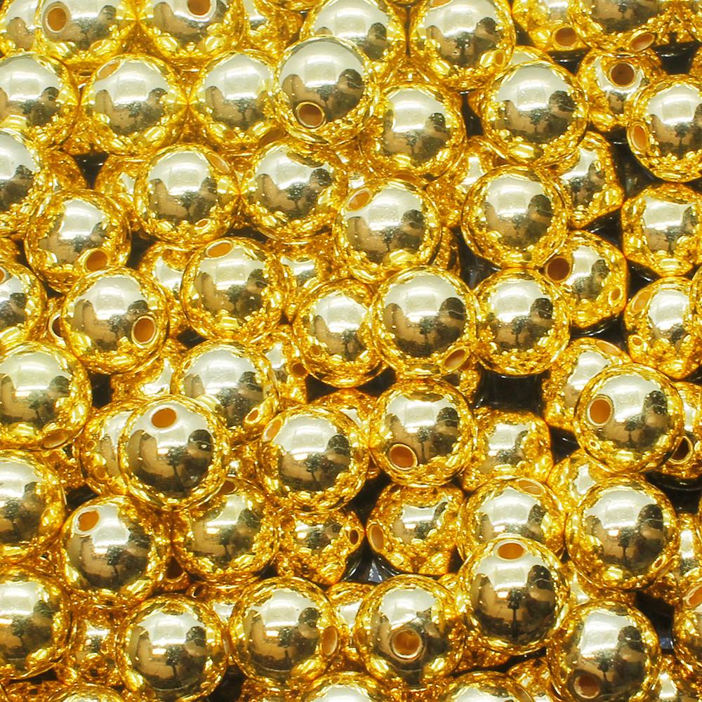 Acrylic Gold Round Beads 10mm - 80pcs