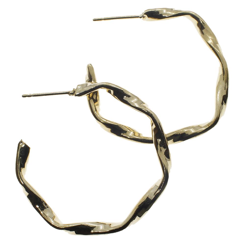 Twisted Loop Earrings 32mm - Champagne Gold