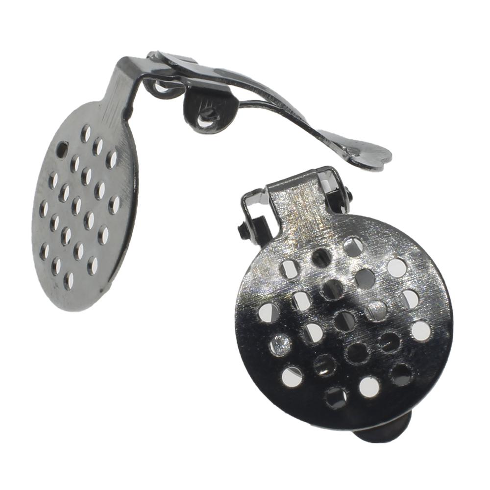 Clip on Earring with Sieve 15mm 5 Pair - Black