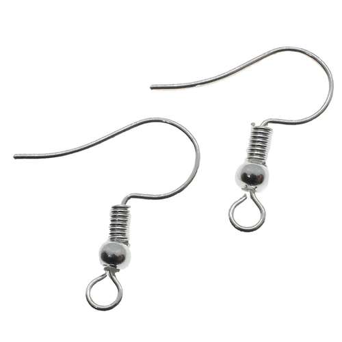 Ear Wire Coil Ball 19mm 20 Pair - Silver