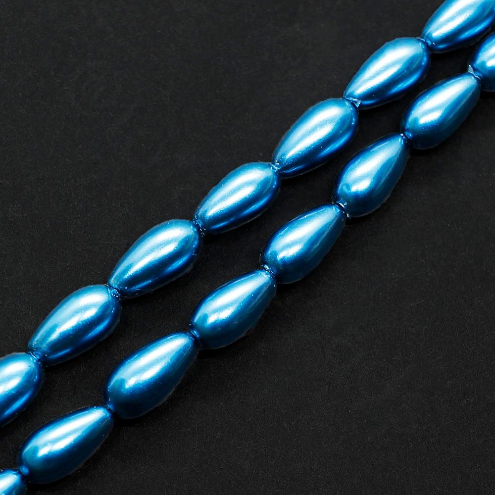 Glass Pearl Drop Beads 4x8mm - Deep Blue