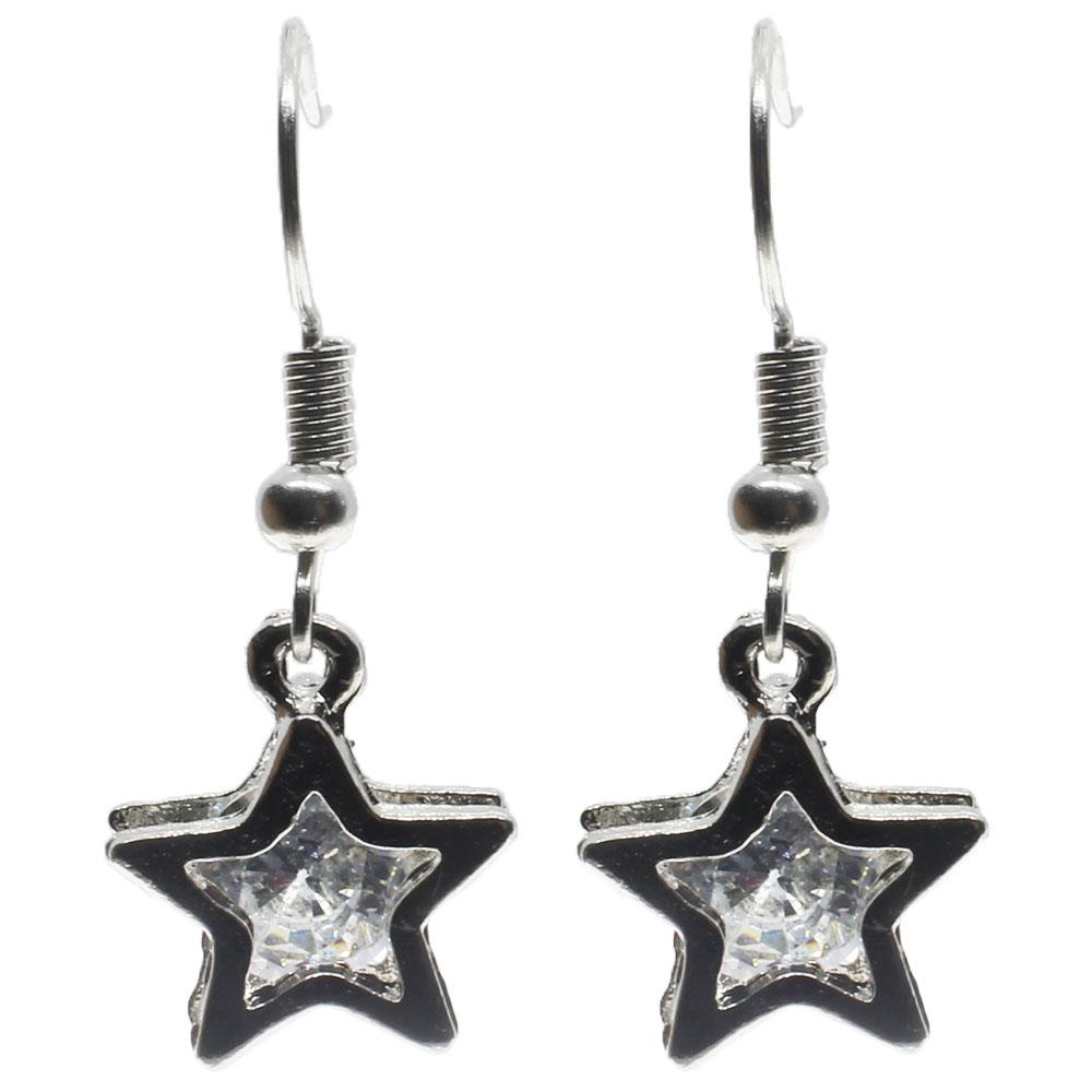 CZ Star Earring Kit Rhodium Colour 1 Pair