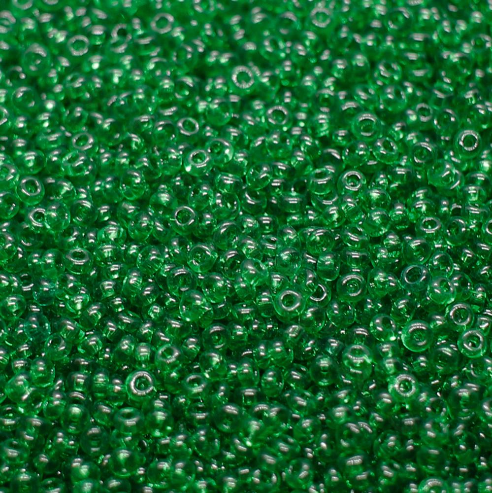 FGB Beads Transparent Jungle Green Size 12 - 50g