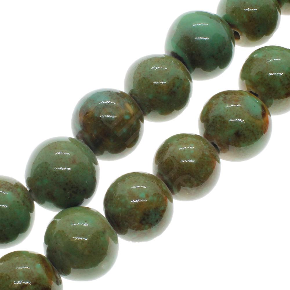Ceramic Beads - Round 15mm - Green