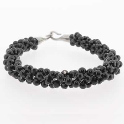 Kumihimo Black Beaded Bracelet Kit bracelet making kit — DIY set with beads and instructions for creating handmade jewelry