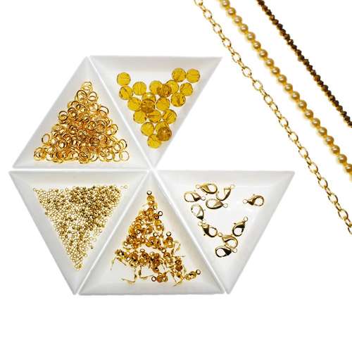 Fringe or Link jewellery project kit - gold jewelry making kit — DIY set with beads and instructions for creating handmade jewelry