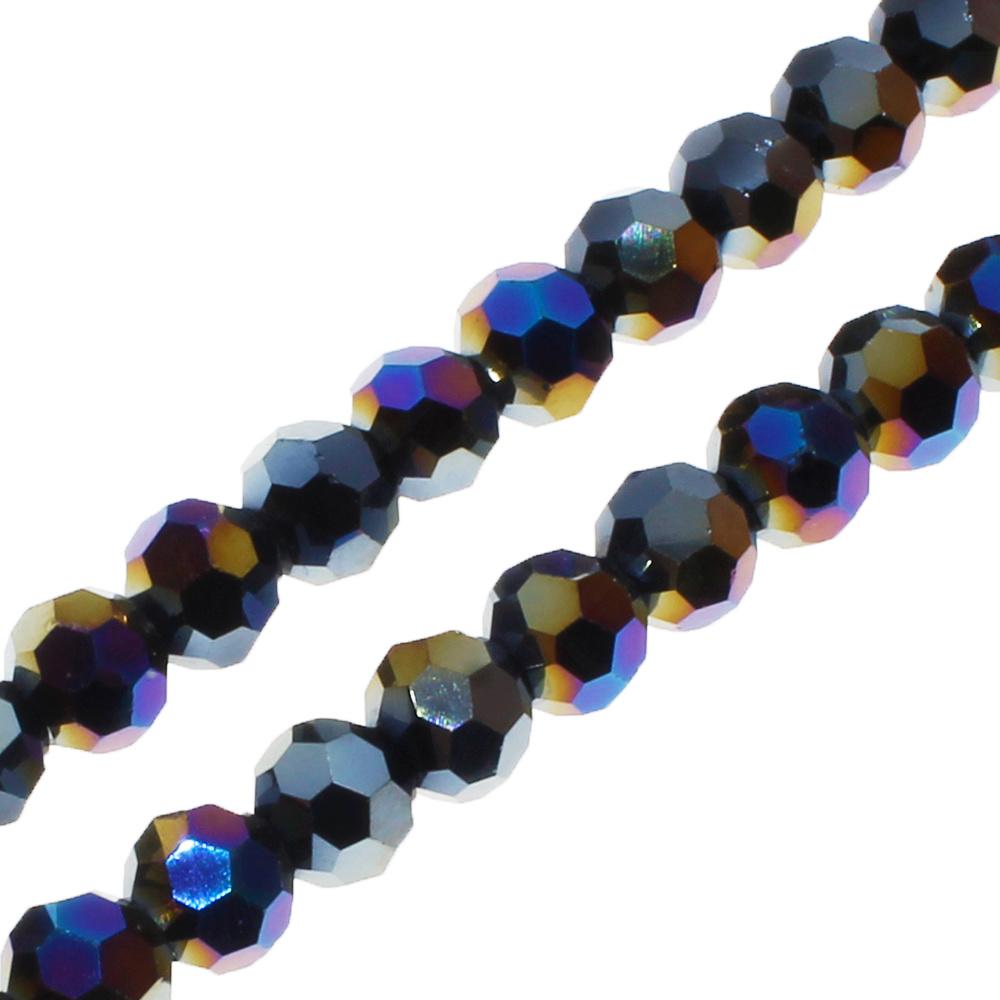 Crystal Round Beads 4mm - Hematite Rainbow