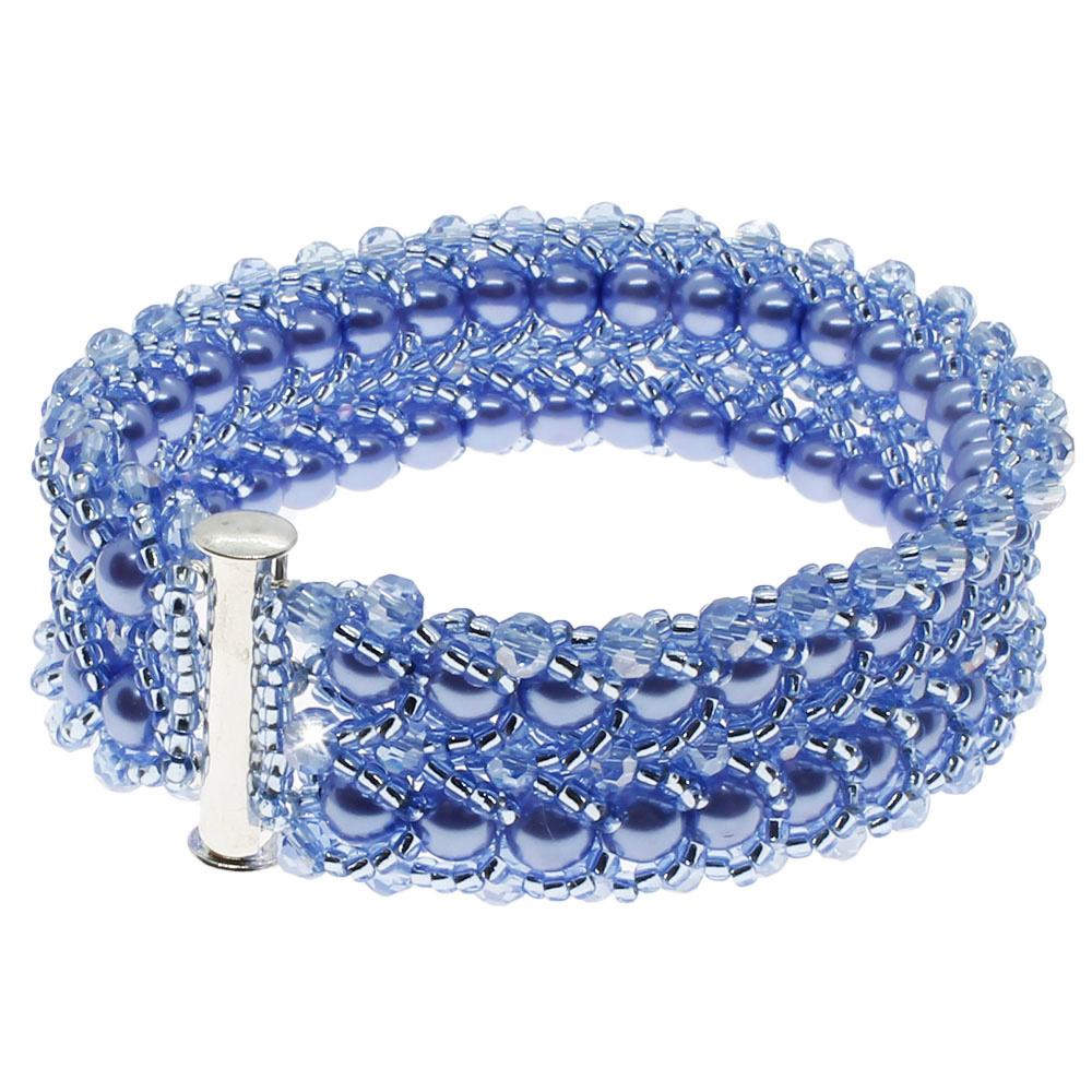 Double Row Flat Spiral Bracelet - Blue