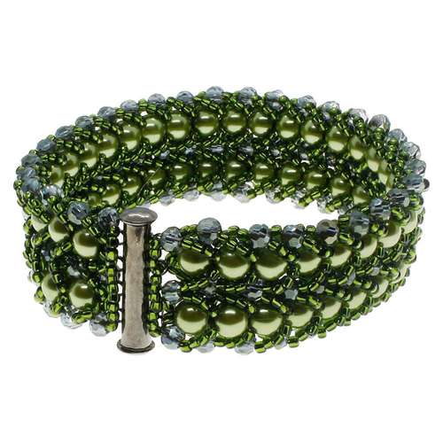 Double Row Flat Spiral Bracelet olive bracelet making kit — DIY set with beads and instructions for creating handmade jewelry