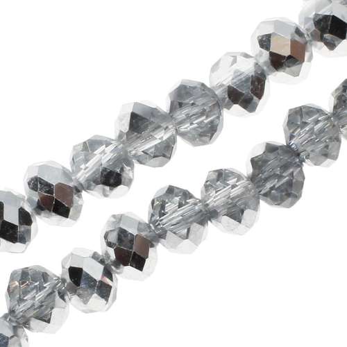 6mm crystal beads half silver plate, pack of 100 — plated finish, ideal for jewelry making and beadwork