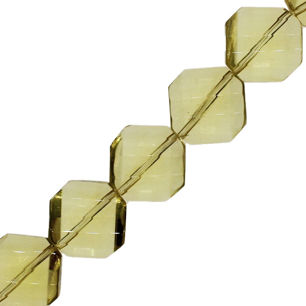 Faceted Glass Curve Square 20mm - Gold 15pcs