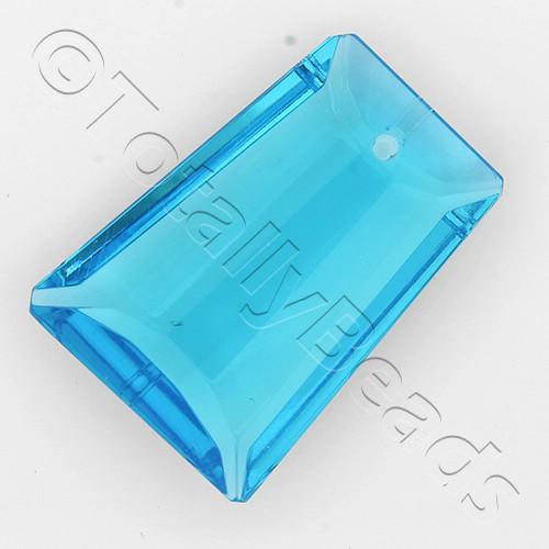 Glass Pendant Facet Rectangle Drop  20mm - Aqua
