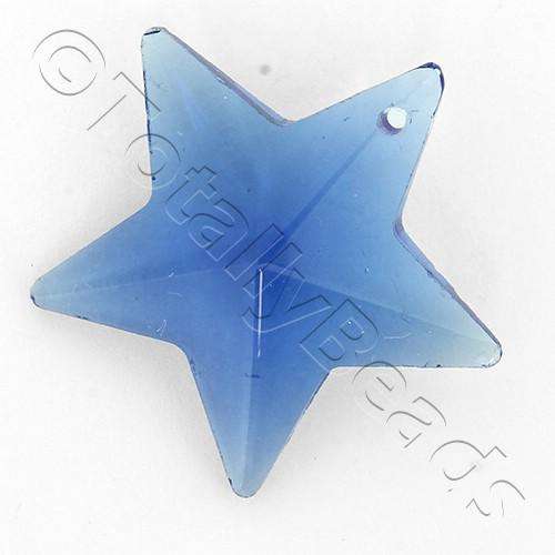Glass Pendant Star 32mm - Blue