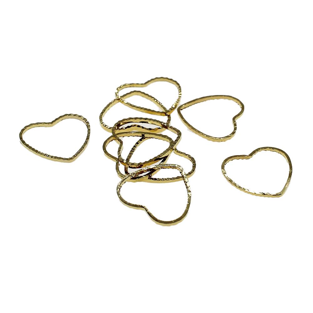 Geometric Heart, Gold Plated Rings - 13 x 14mm - 4g