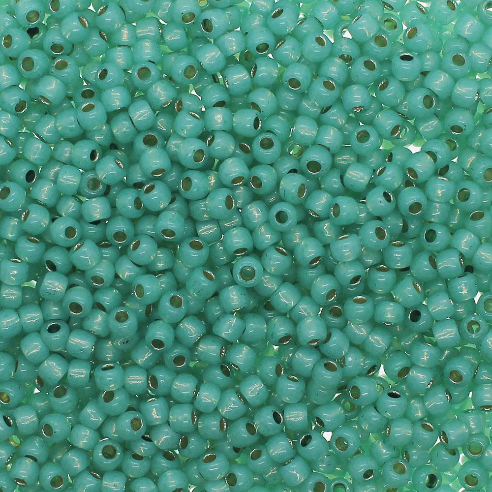 Toho Size 6 Seed Beads 10g - PF Silver Milky Dk Peridot