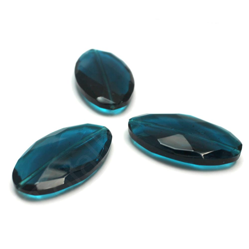 Glass Large Oval 46mm - Teal 1 pcs
