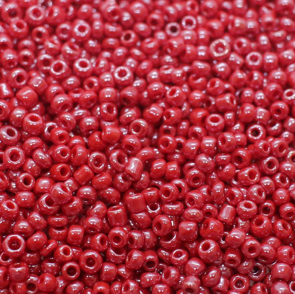 Seed Beads Opaque Luster Dark Red - Size 11 100g