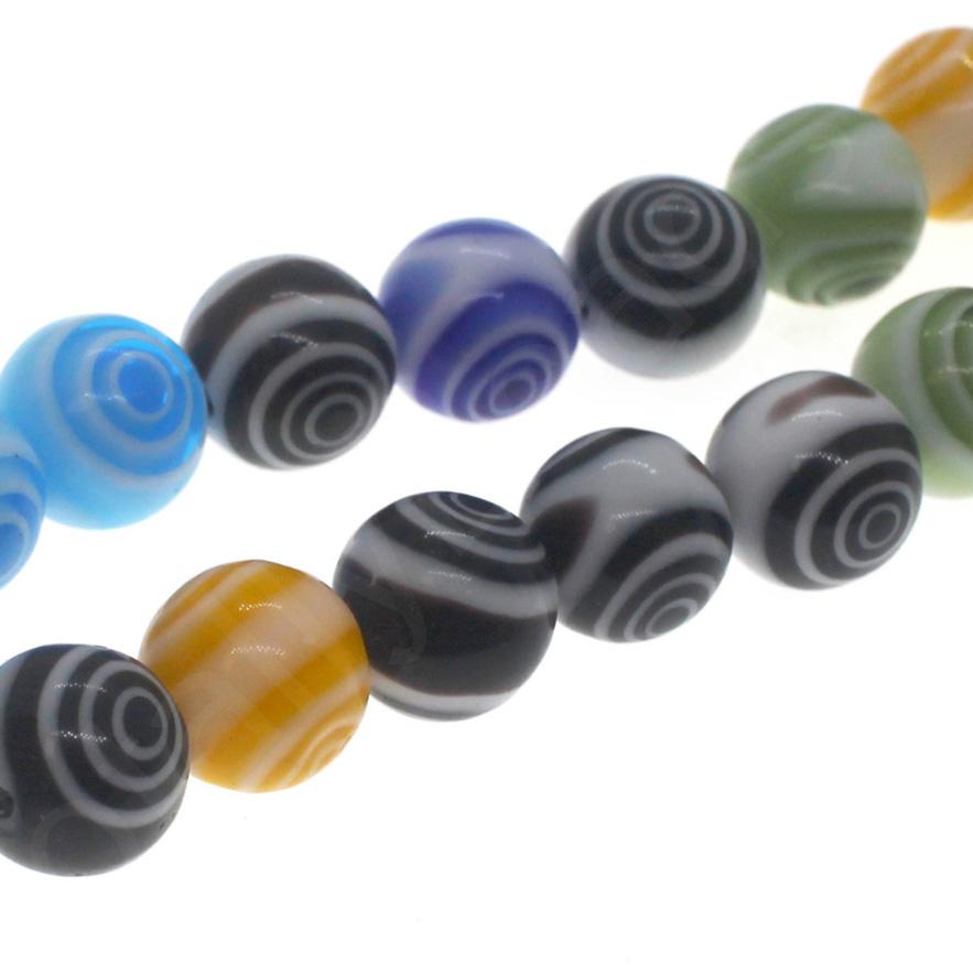 Millefiroi Swirl Pattern Round Beads 10mm - Mixed