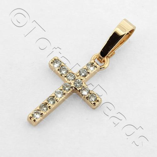 Pave Crystal Cross 15mm - Rose Gold