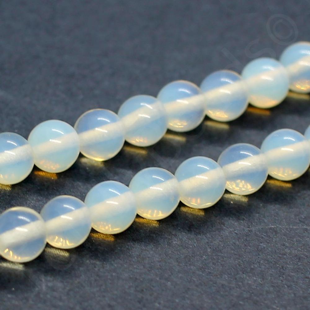 Opal Cream/white Round Beads 6mm