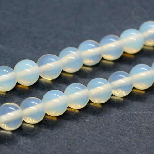 Opal Cream/white Round Beads - 6mm