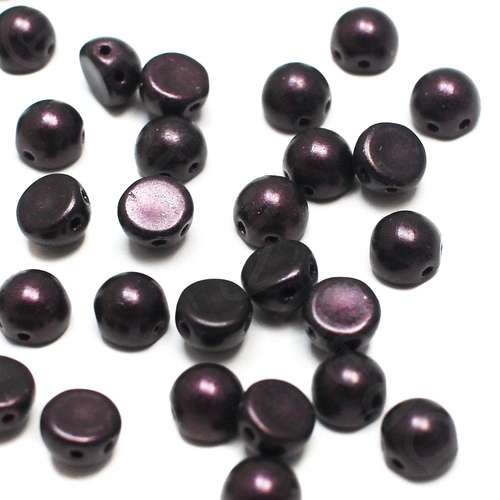 7mm Czech glass glass beads met. suede dark plum — pack of 25, high-quality two-hole beads ideal for jewelry making, bead weaving, and cr…