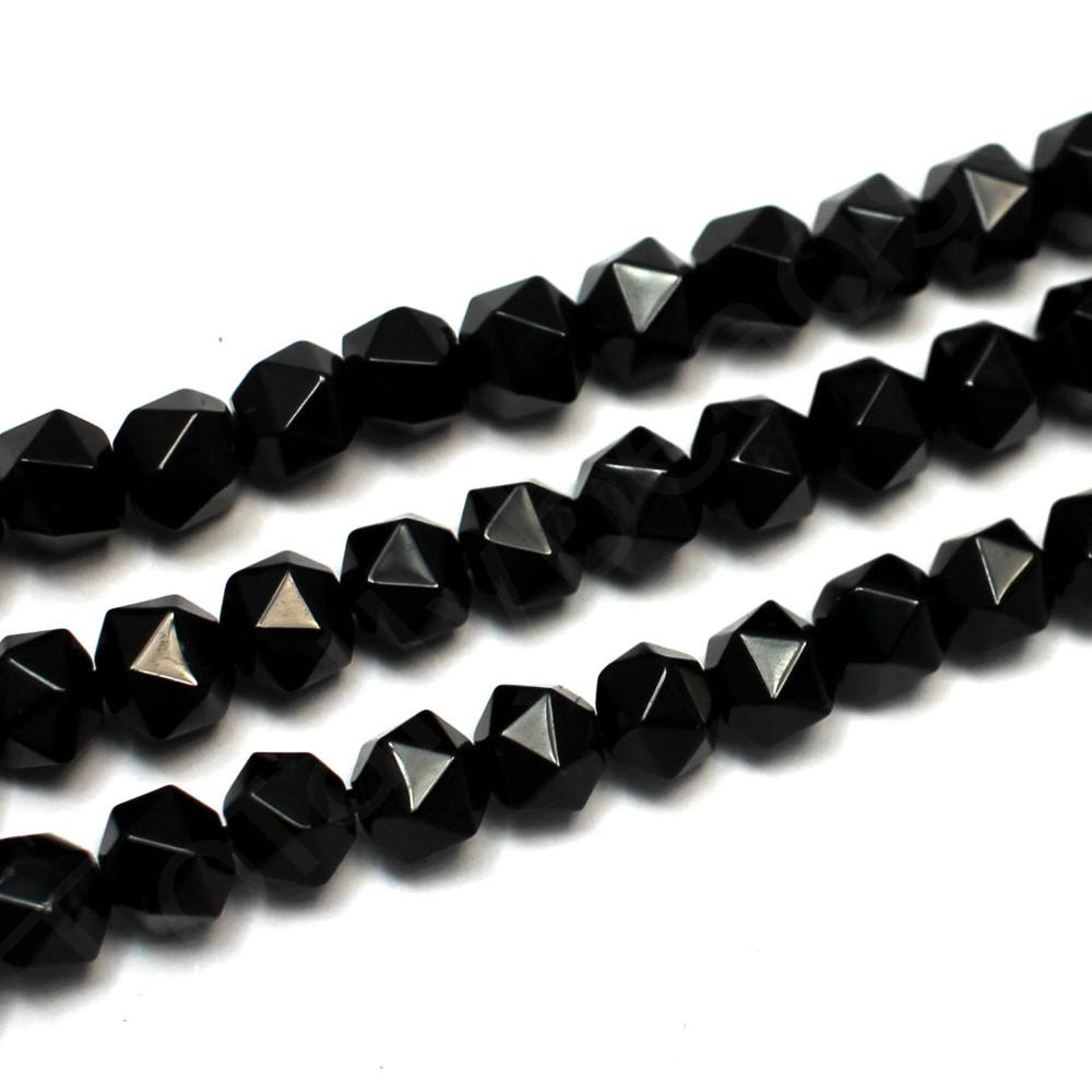Synthetic Onyx Faceted Nugget 7-8mm