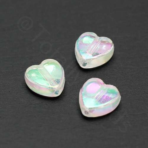 Acrylic Iridescent 8mm Heart - Clear