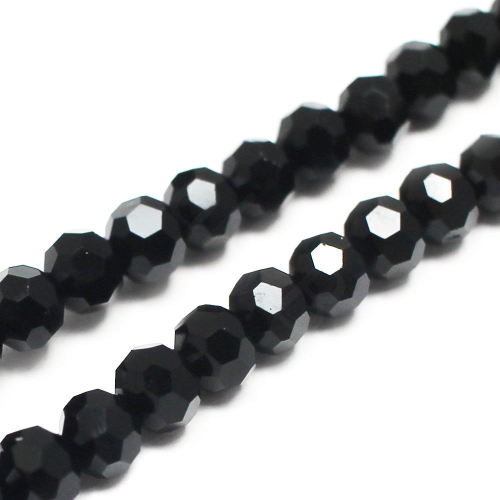 Crystal Round Beads 4mm - Jet Black