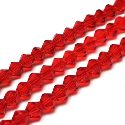 6mm crystal bicone beads red — faceted for jewelry making and beadwork