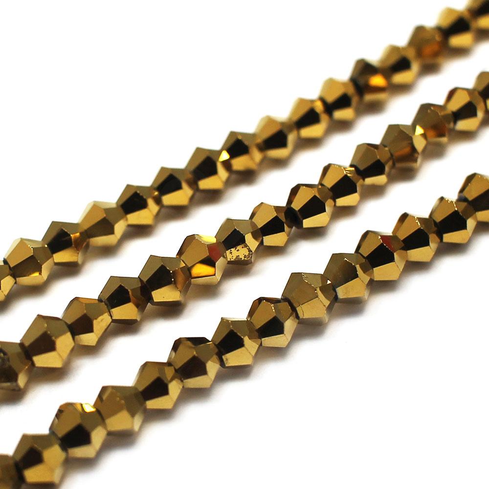 Premium Crystal 4mm Bicone Beads - Gold Plate