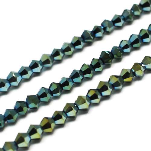4mm crystal bicone beads green iris — faceted for jewelry making and beadwork