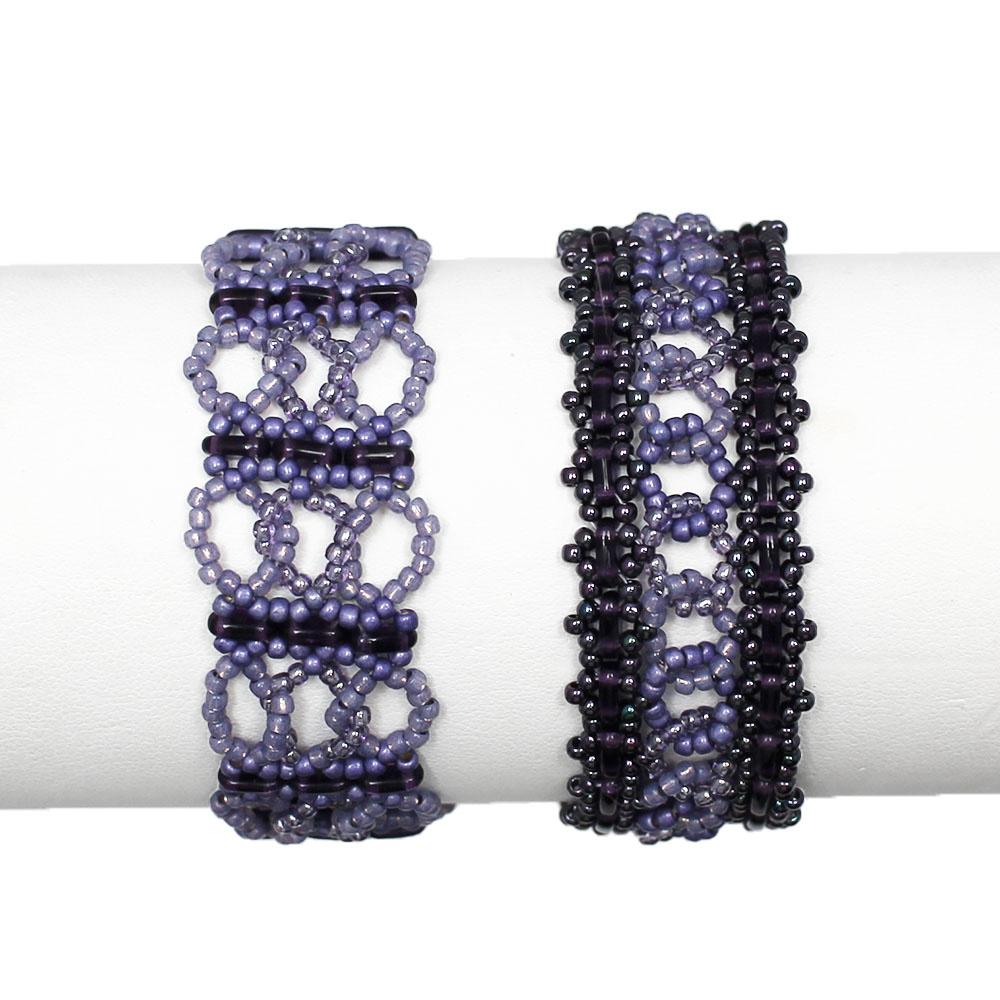 Beaded Bar Chain Bracelets - Purple