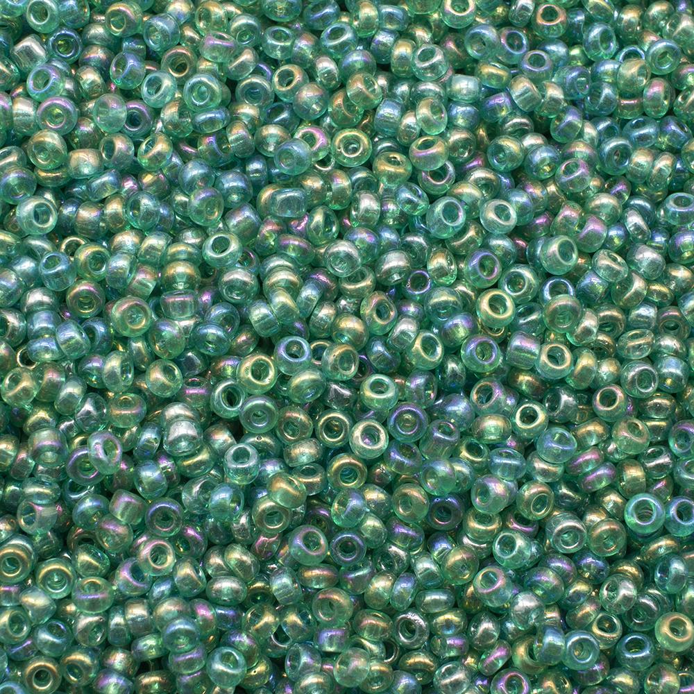 FGB Seed Beads Size 12 Trans Rainbow Fluorite Green - 50g