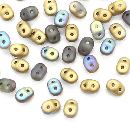 10g Czech glass Rulla beads matte crystal golden rainbow — two-hole beads for jewelry making and bead weaving