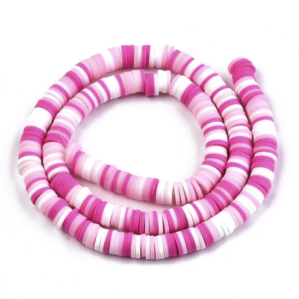 Fimo Heishi Disc Beads 6mm - Pinks 16" String