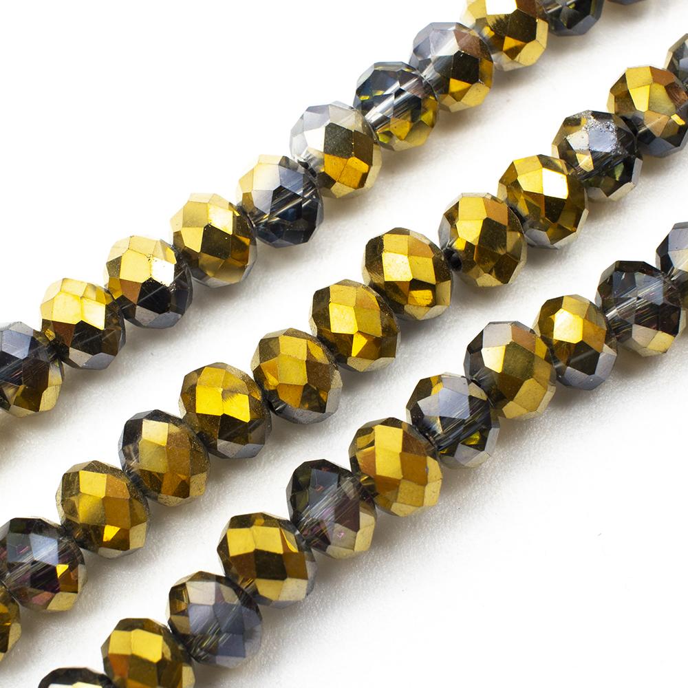 Crystal Rondelle 4x6mm - Gold Plate Shadow