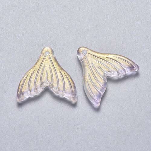 Mermaid Tail 19mm glass purple gold 8pcs