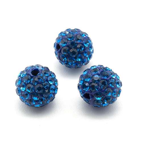 Shamballa Bead 10mm Round - Capri Blue 1pc