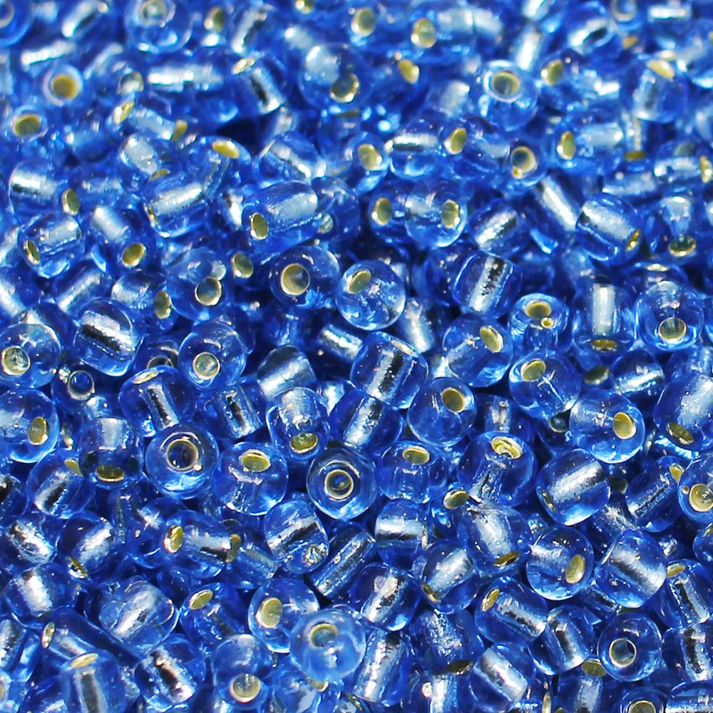 FGB Seed Beads Size 6 Silver Lined Sapphire - 50g