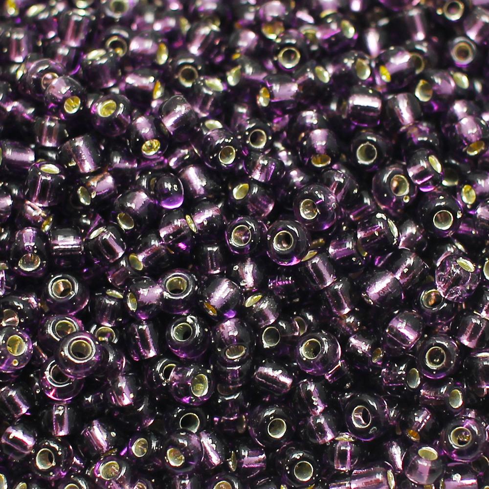 FGB Seed Beads Size 6 Silver Lined Lavender - 50g