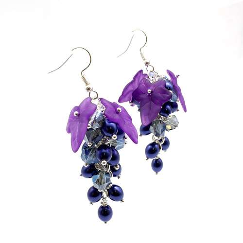 Summer Vine Earrings Cobalt Blue make 20 pairs earring making kit — DIY set with beads and instructions for creating handmade jewelry