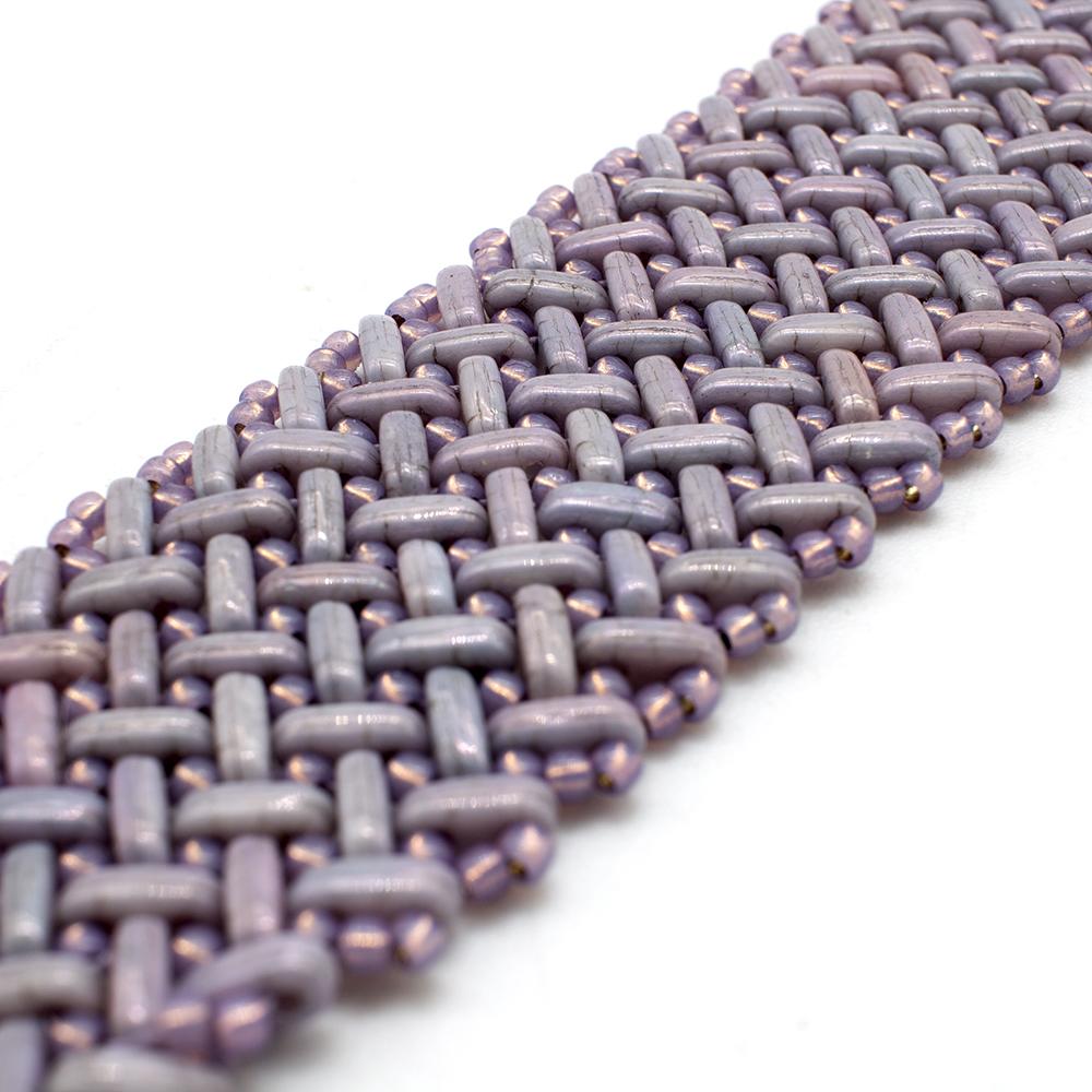 Chevron Stitch Bracelet with Czech Bars - Luster Metallic Amethyst